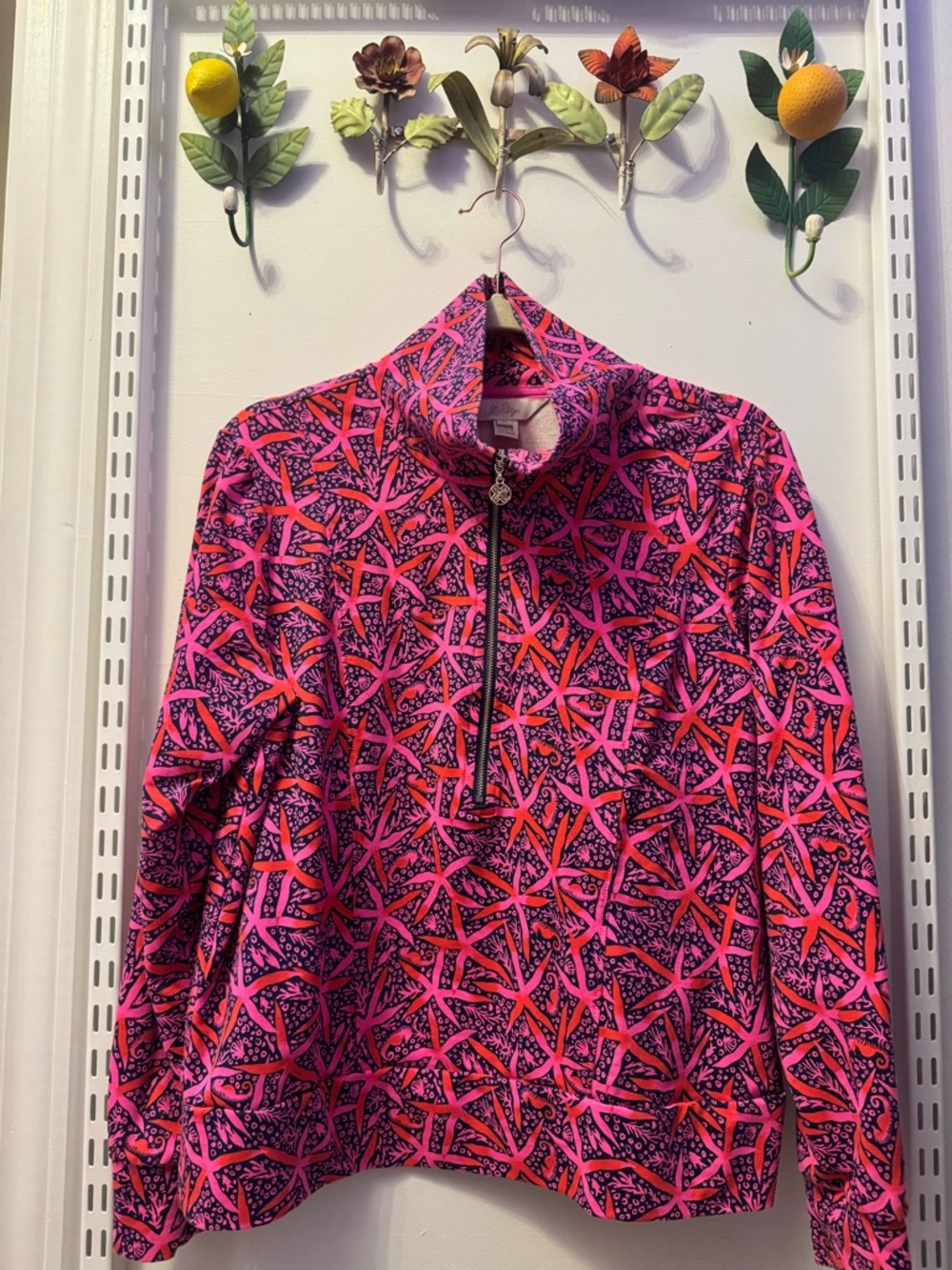 Lilly Pulitzer Pink & Coral Starfish-Print Quarter-Zip Jacket